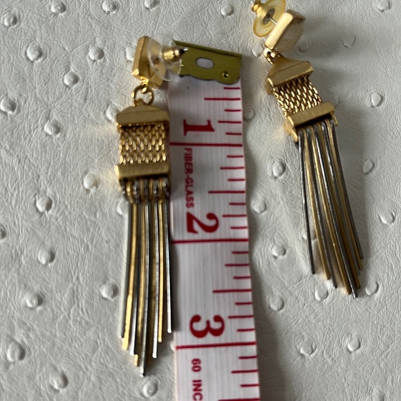 Vince Camuto mixed-metals pierced earrings, brushed gold & silver. - Picture 12 of 13